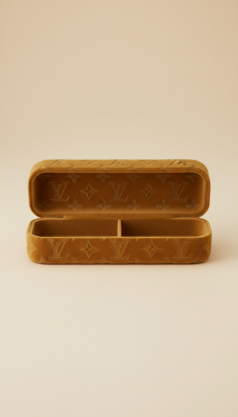 Velvet ochre monogrammed case with frames