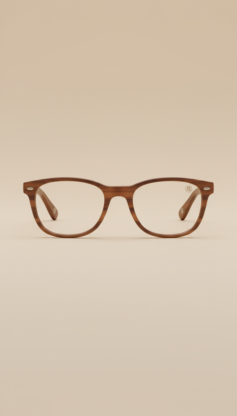 Walnut brown horn-rimmed frame